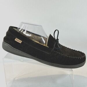 Tamarac Camper Rootbeer Cowhide Moccasin Mens Size 10 Sherpa Slip On Slippers